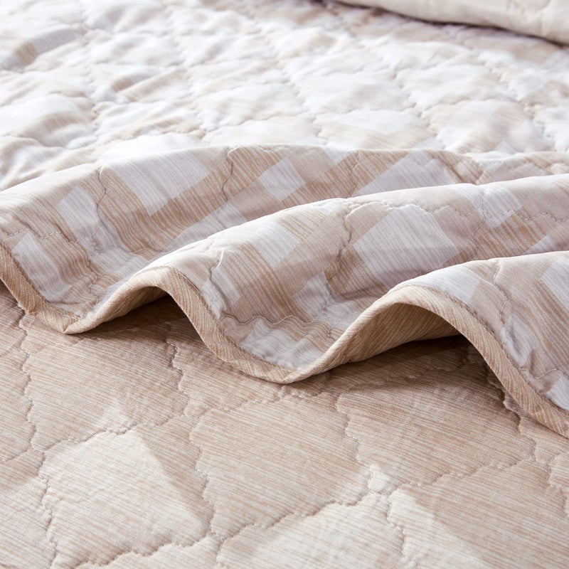 Home Soft Things 7 Piece Printed Microfiber Bedspread Quilts Set, 102" x 90" King, Austin Geo, Taupe Geometric Lightweight Bed Cover Coverlet Bedding Set with Matching Shams Pillows - Image 4